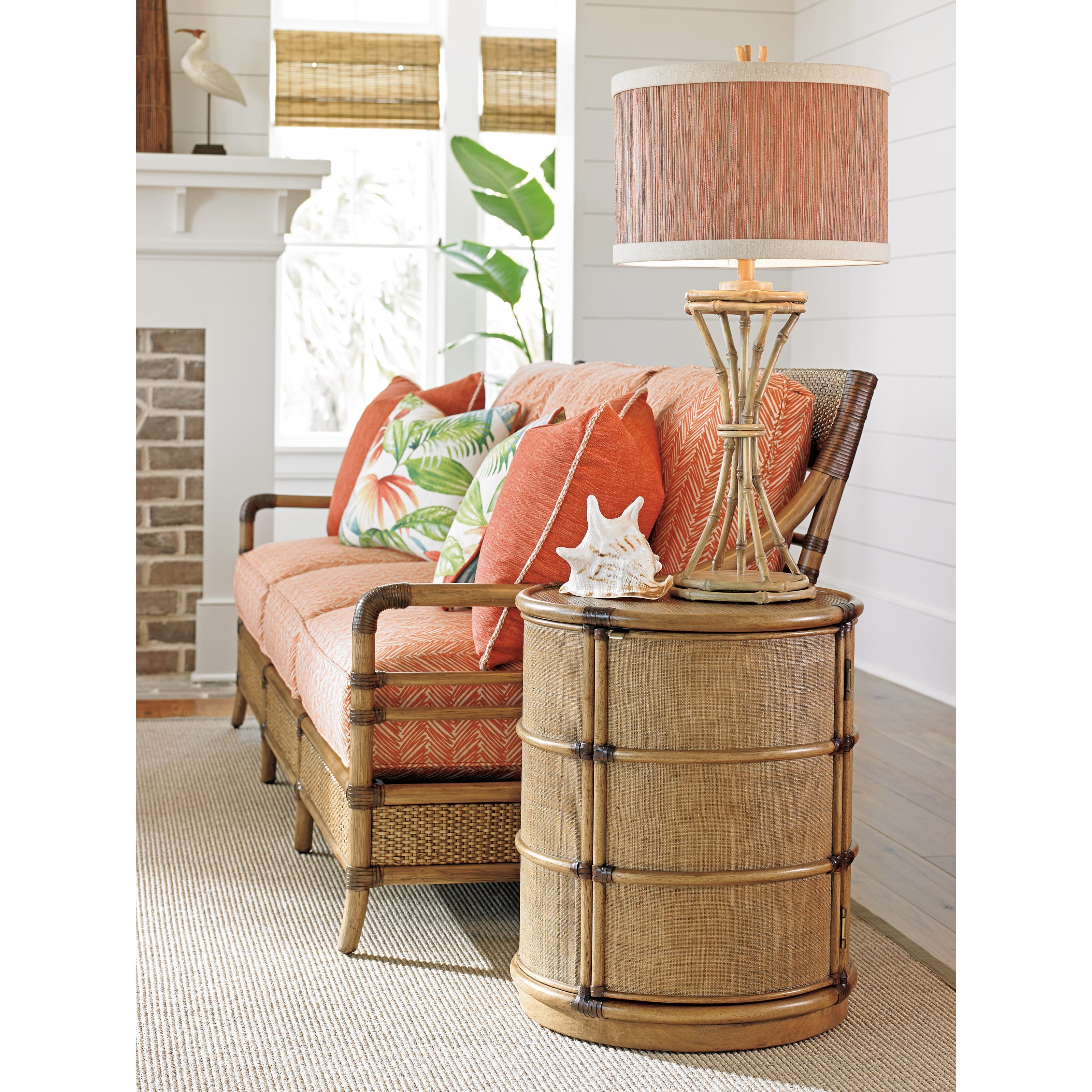 Tommy Bahama Home Twin Palms 558950 Cassada Drum Table with Raffia